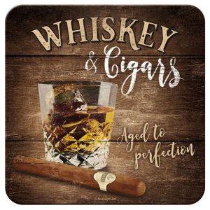 Whisky & Cigars - Metalen Onderzetter