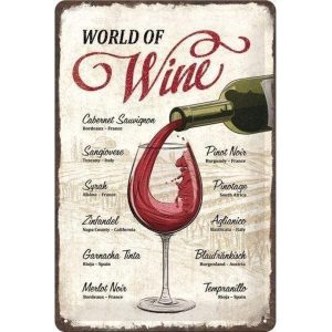 World Of Wine - Metalen Wandplaat