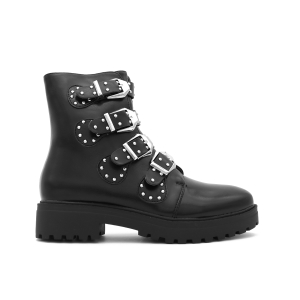 Quatro Buckle Boots Met Studs, Zwart